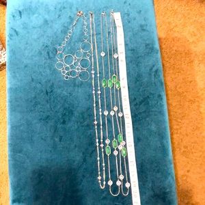 Assorted necklaces silver and green